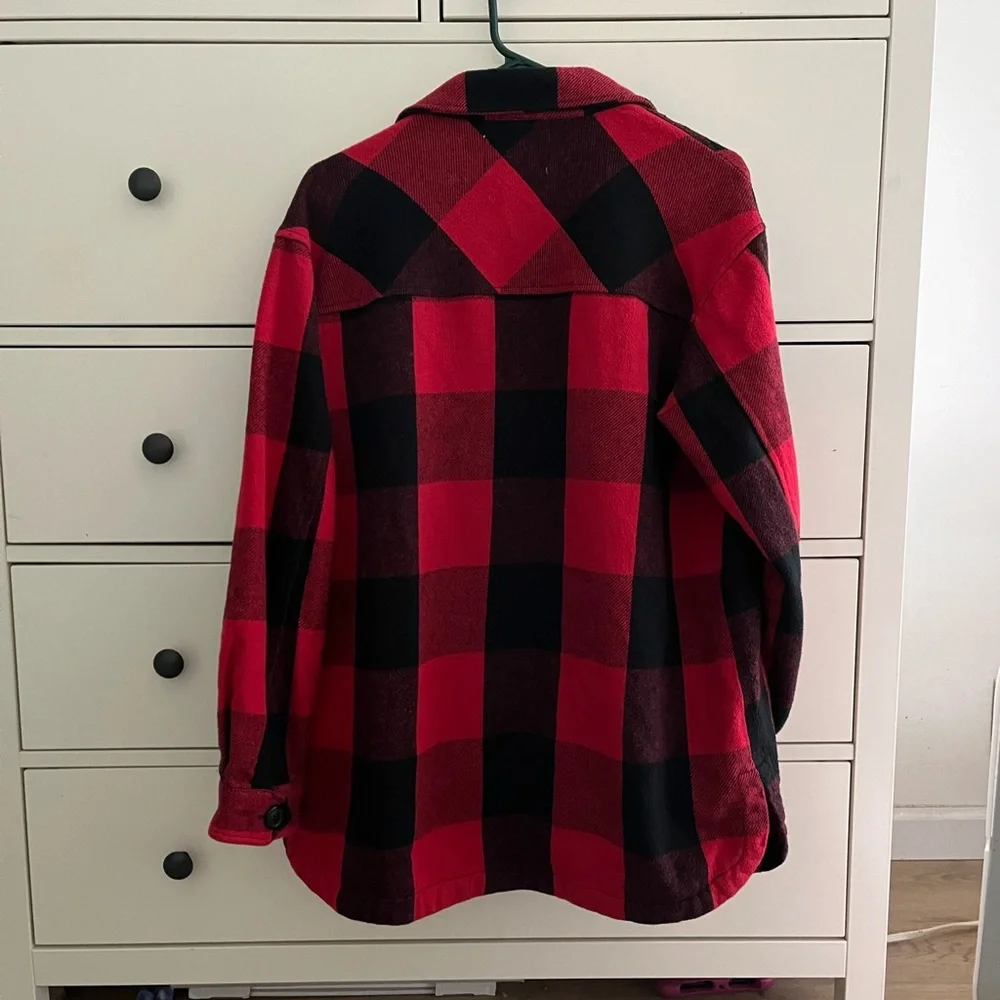 LUCKY brand oversized plaid shirt jacket buffalo red size S